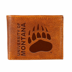 University of Montana, Embossed 100% Genuine Tumbled Leather Passcase  - Collegiate Home