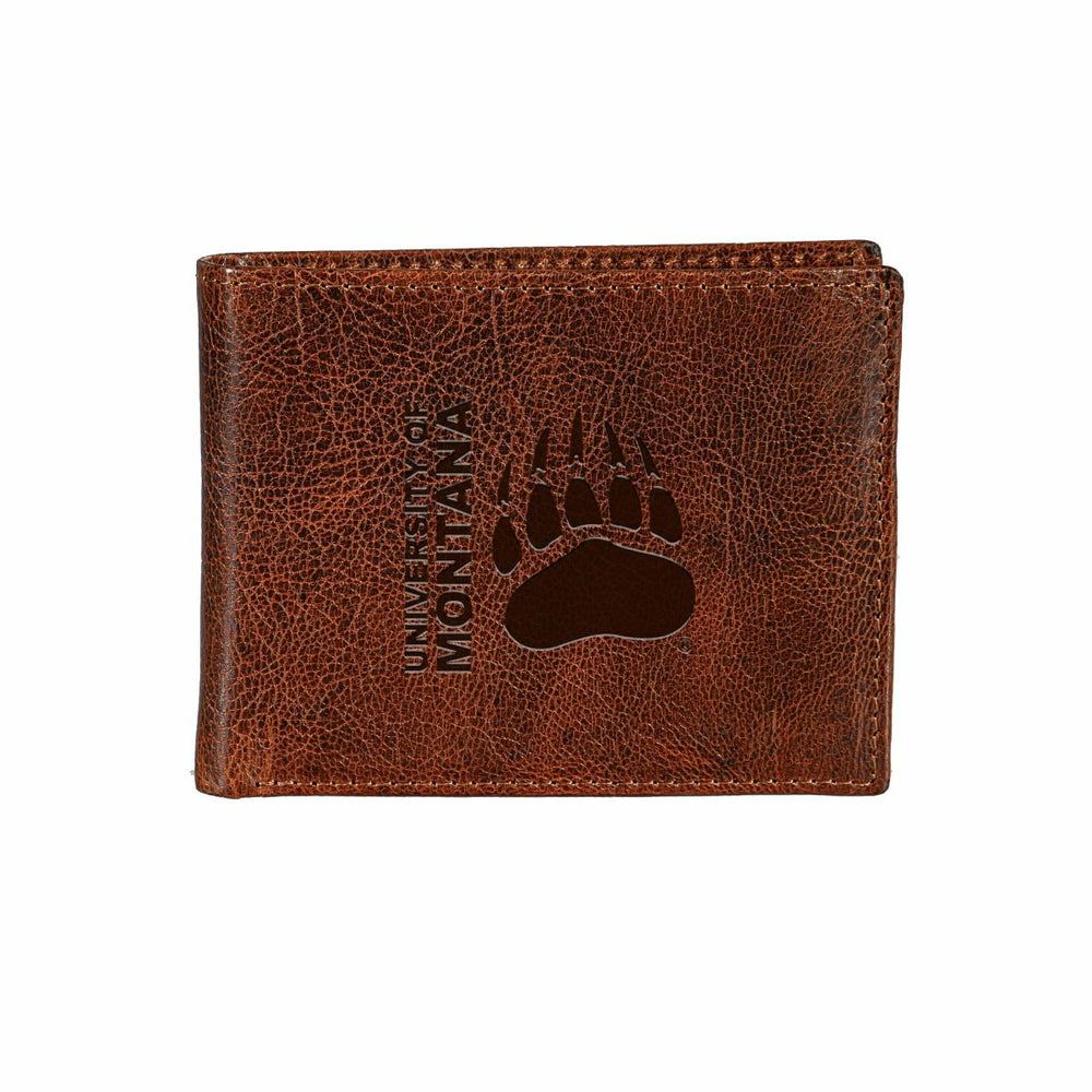 University of Montana, Embossed 100% Genuine Tumbled Leather Passcase  - Collegiate Home