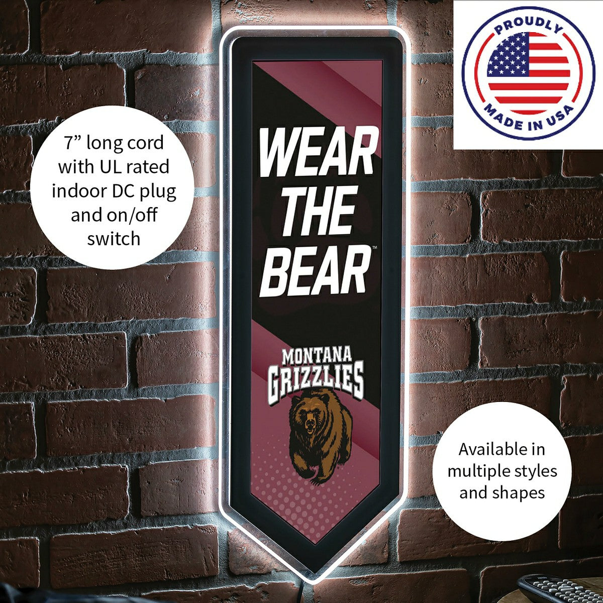 LED Wall Decor, Pennant, University of Montana - Collegiate Home