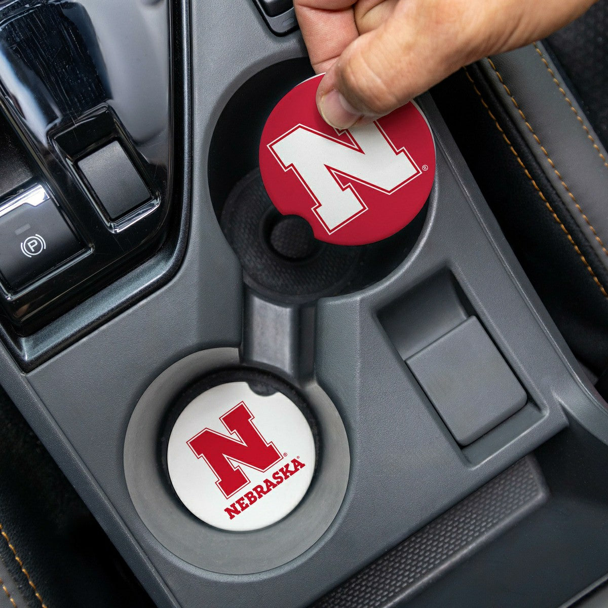 University of Nebraska Car Coaster Set, 2pc - Collegiate Home