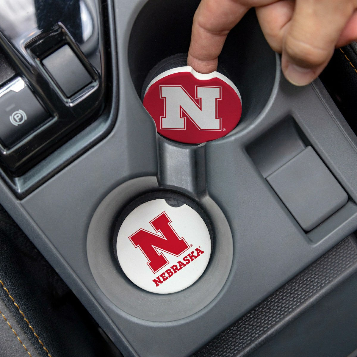 University of Nebraska Car Coaster Set, 2pc - Collegiate Home