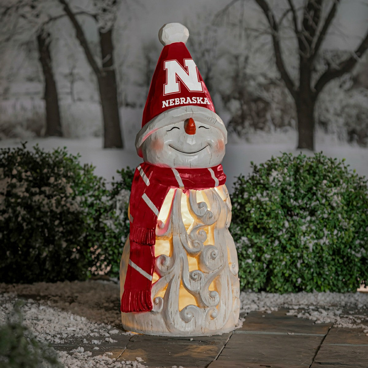 University of Nebraska Snowman LED Statuary, 26" - Collegiate