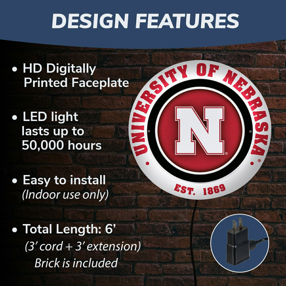 University of Nebraska, Metal Lite, Round - Collegiate