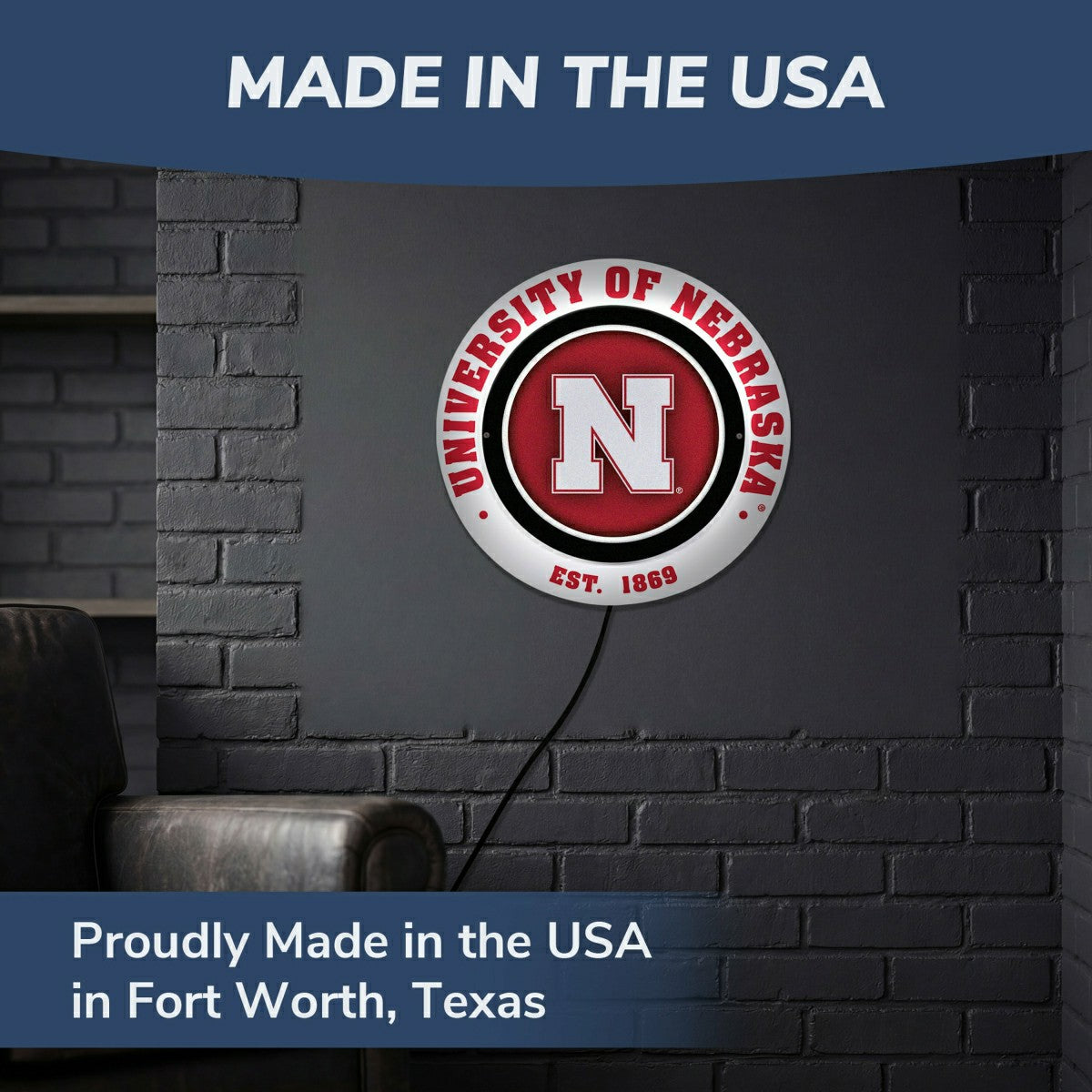 University of Nebraska, Metal Lite, Round - Collegiate