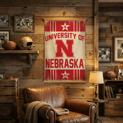 University of Nebraska, Canvas Wall Tapestry, Medium, 36x24 - Collegiate Home