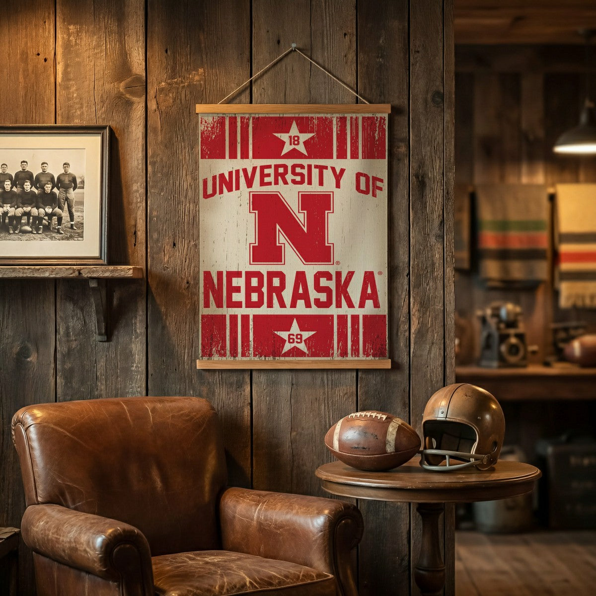 University of Nebraska, Canvas Wall Tapestry, Medium, 36x24 - Collegiate Home