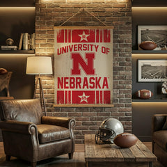 University of Nebraska, Canvas Wall Tapestry, Large, 54x36 - Collegiate Home