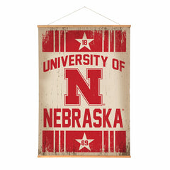University of Nebraska, Canvas Wall Tapestry, Large, 54x36 - Collegiate Home
