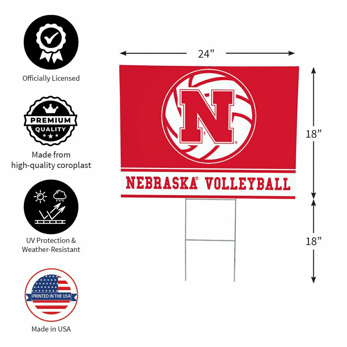 University of Nebraska Yard Sign, Volleyball - Collegiate Home