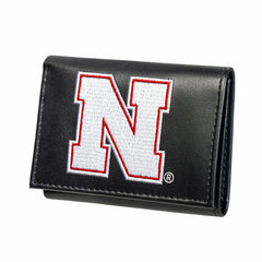 University of Nebraska Black Tri-Fold Embroidered Wallet w/ RFID Blocking - Collegiate Home