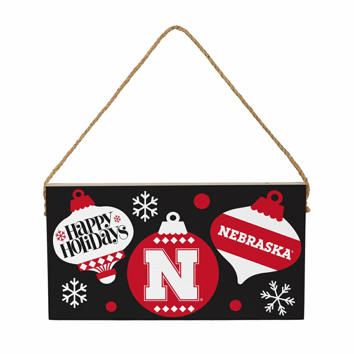 University of Nebraska Holiday Wood Wall Sign, 6x11 - Collegiate Home
