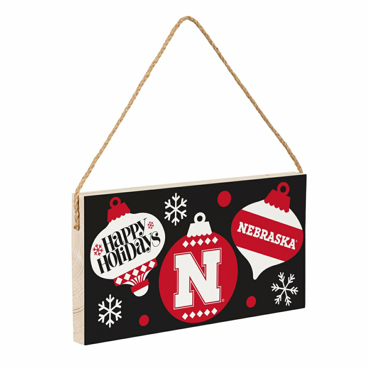 University of Nebraska Holiday Wood Wall Sign, 6x11 - Collegiate Home