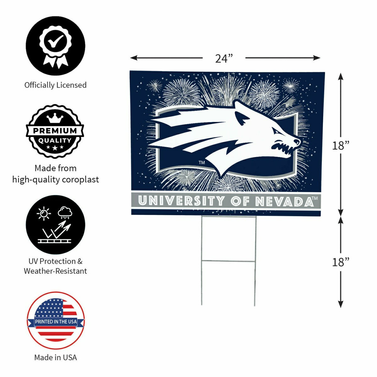 University of Nevada Yard Sign, Patriotic - Collegiate Home