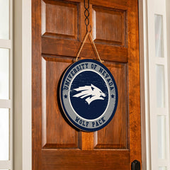 University of Nevada Round Door Décor with Hanging Rope, 18x18 - Collegiate Home