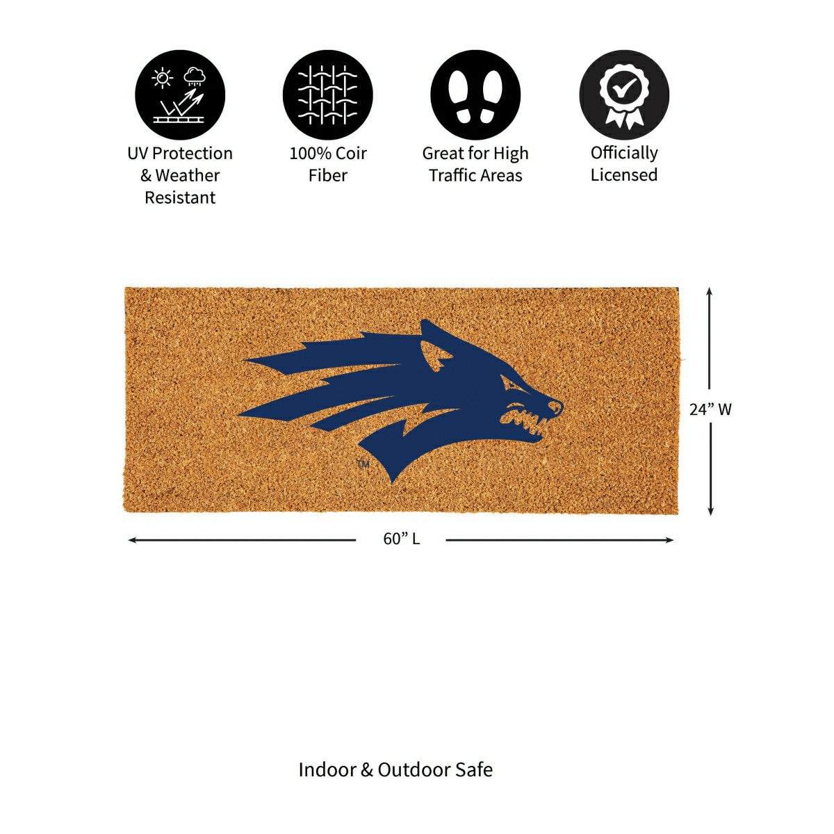 University of Nevada Extra Large Full Color Coir Mat, 60"x24" - Collegiate