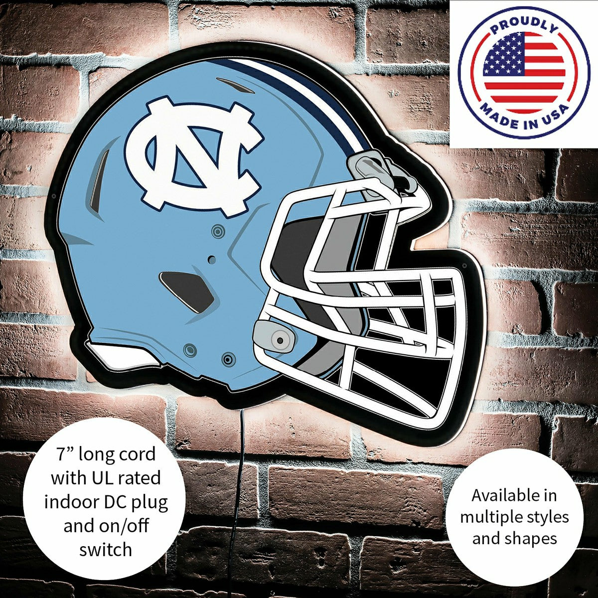 LED Wall Decor, Helmet, University of North Carolina - Collegiate Home