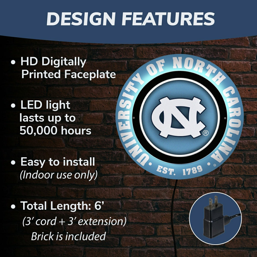 University of North Carolina, Metal Lite, Round - Collegiate
