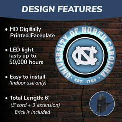 University of North Carolina, Metal Lite, Round - Collegiate