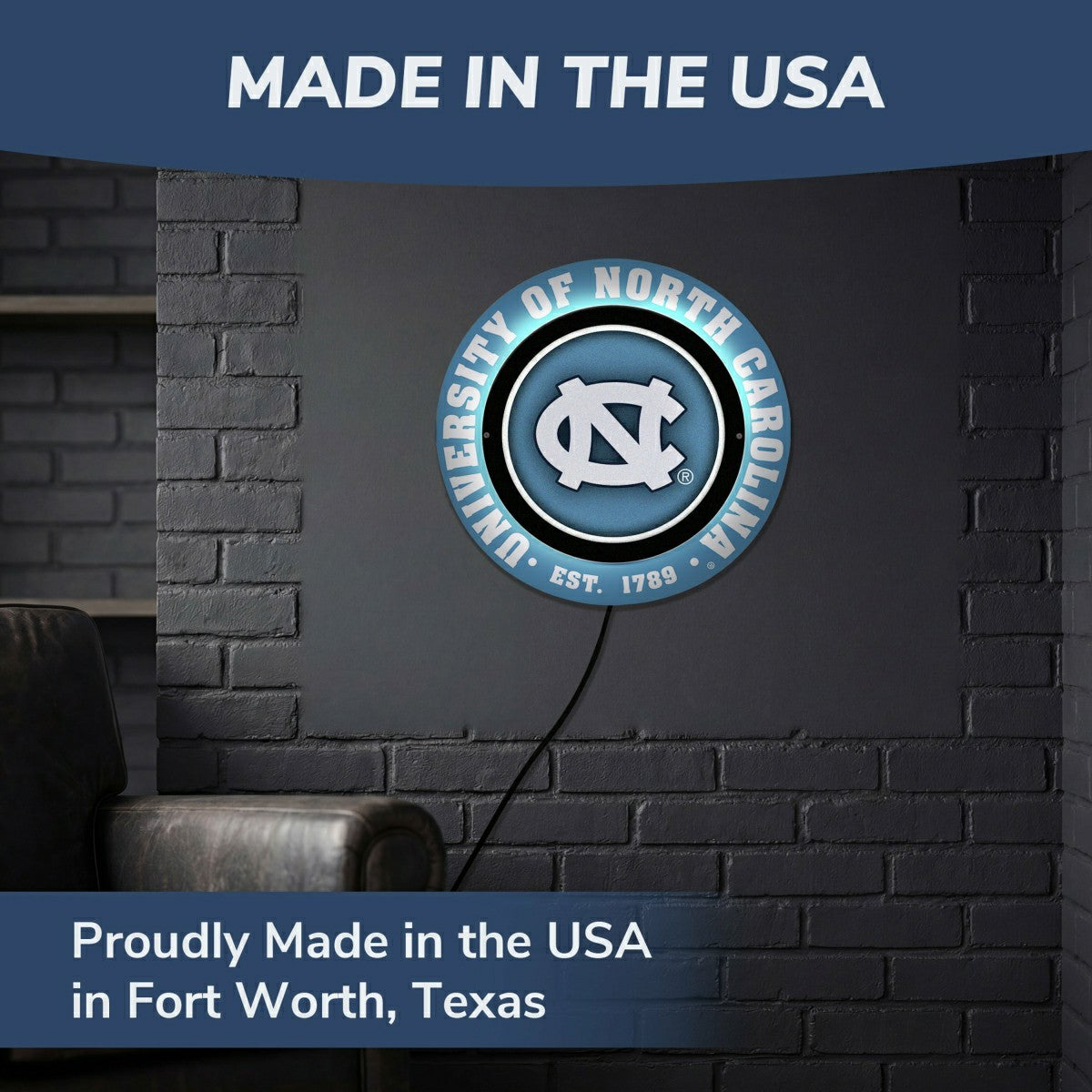 University of North Carolina, Metal Lite, Round - Collegiate