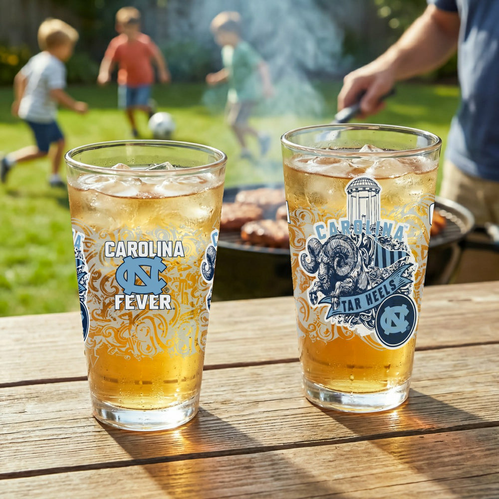 University of North Carolina 16oz Glass pint, Set of 2 - Collegiate Home