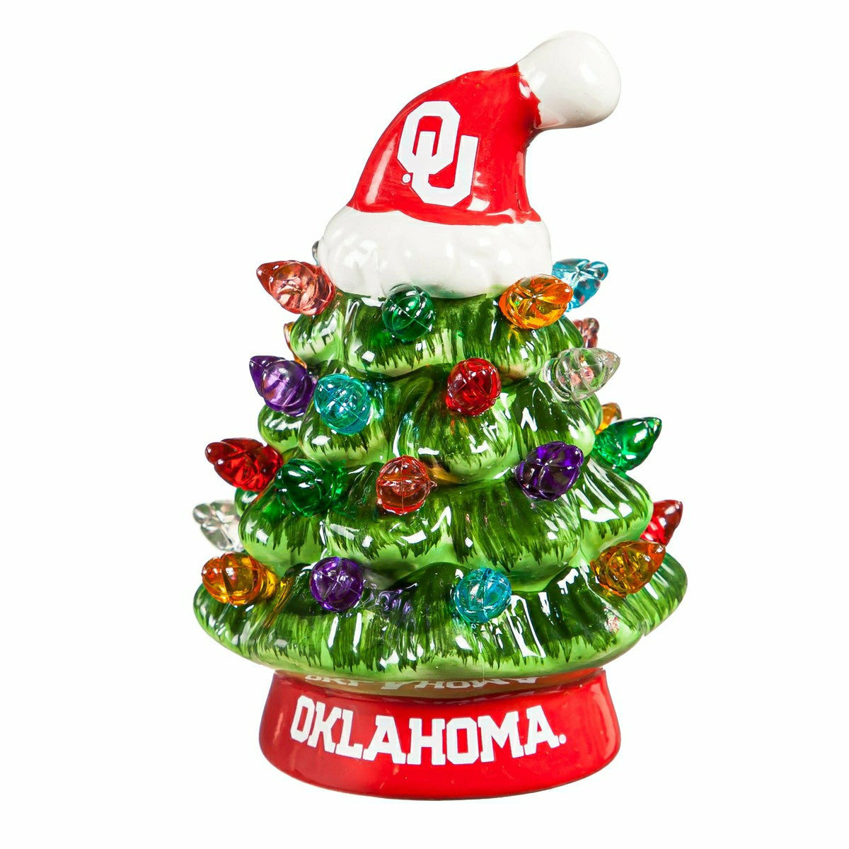 4" Mini LED Tabletop Christmas Tree, Set of 2, University of Oklahoma - Collegiate Home