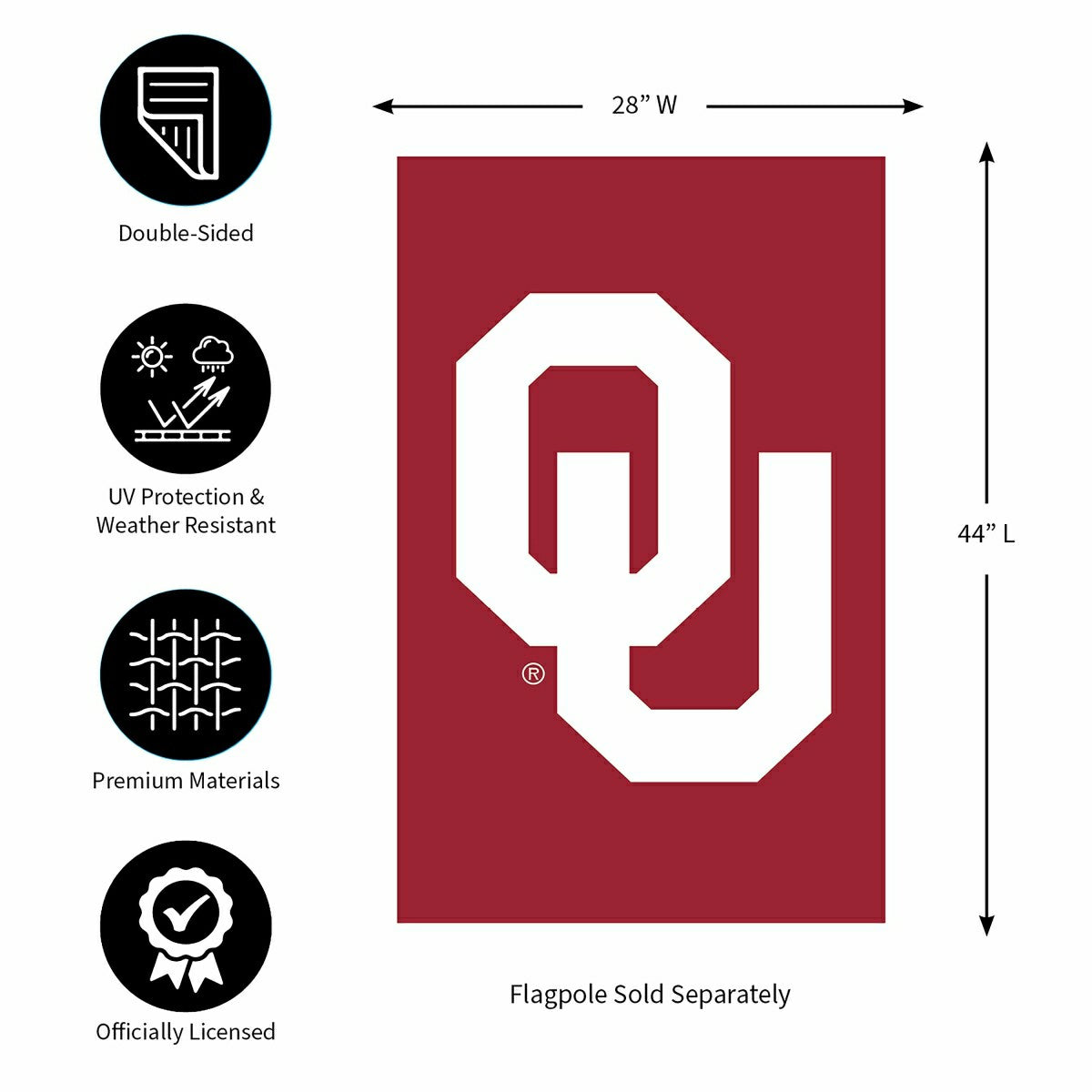 University of Oklahoma Applique House Flag - Collegiate Home