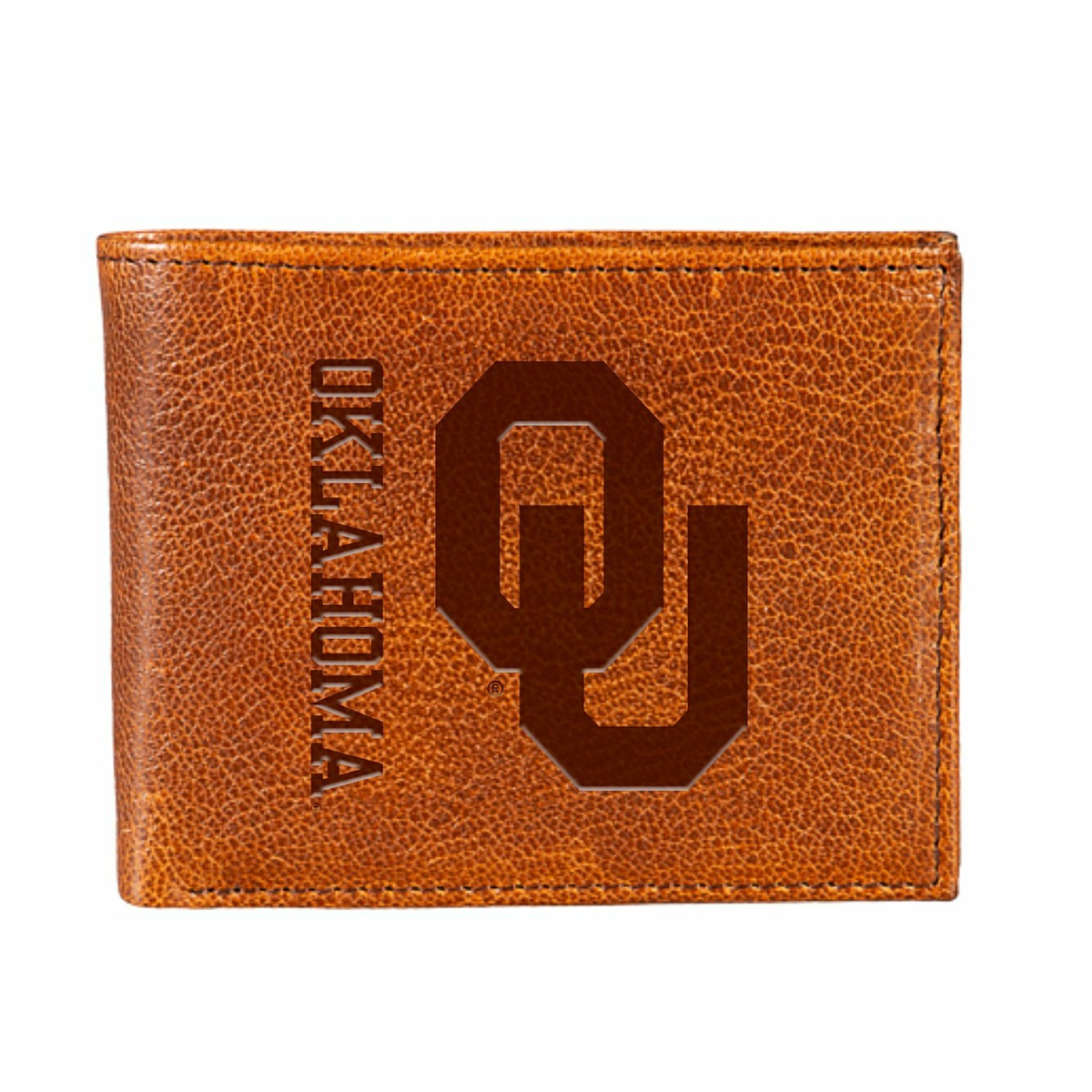 University of Oklahoma, Embossed 100% Genuine Tumbled Leather Passcase - Collegiate Home