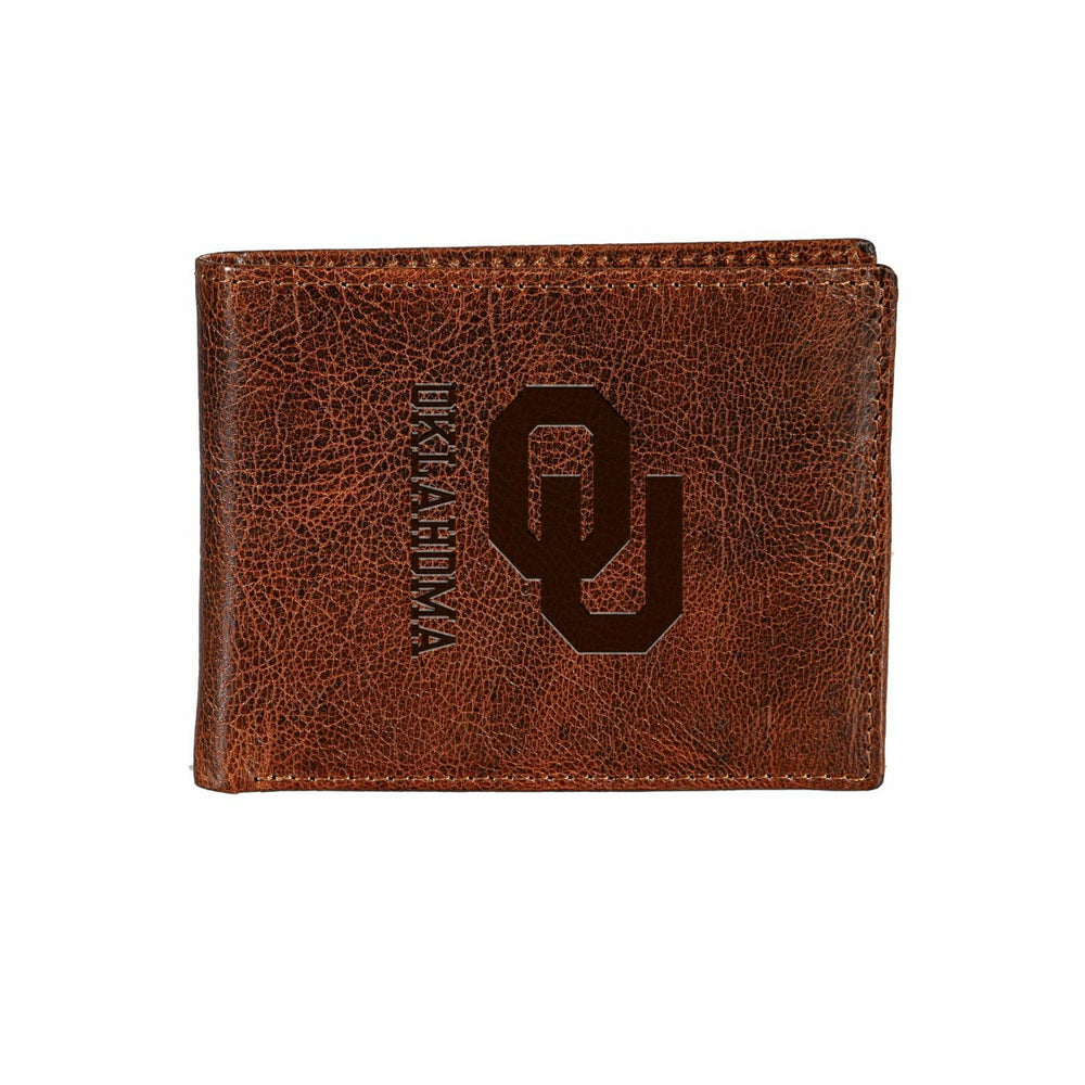 University of Oklahoma, Embossed 100% Genuine Tumbled Leather Passcase - Collegiate Home