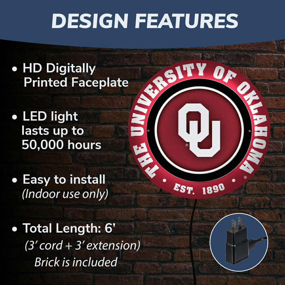 University of Oklahoma, Metal Lite, Round - Collegiate