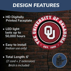 University of Oklahoma, Metal Lite, Round - Collegiate