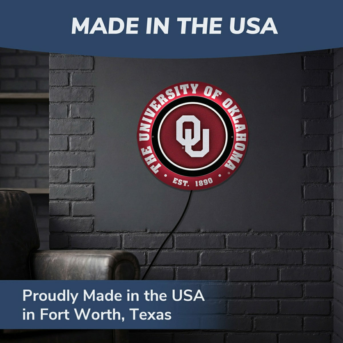 University of Oklahoma, Metal Lite, Round - Collegiate