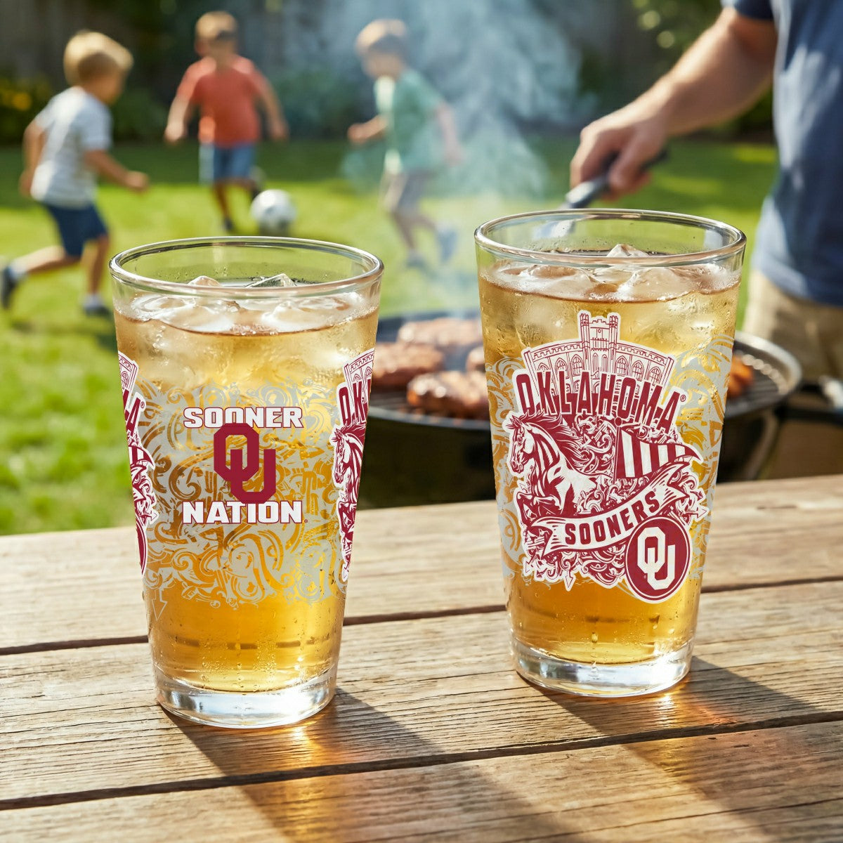 University of Oklahoma 16oz Glass pint, Set of 2 - Collegiate Home