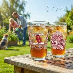 University of Oklahoma 16oz Glass pint, Set of 2 - Collegiate Home