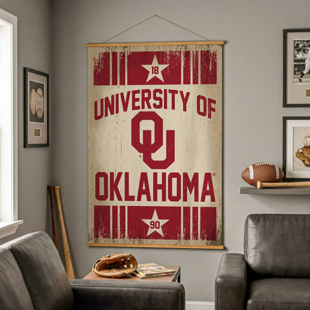 University of Oklahoma, Canvas Wall Tapestry, Large, 54x36 - Collegiate Home