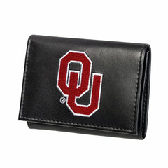 University of Oklahoma Black Tri-Fold Embroidered Wallet w/ RFID Blocking - Collegiate Home