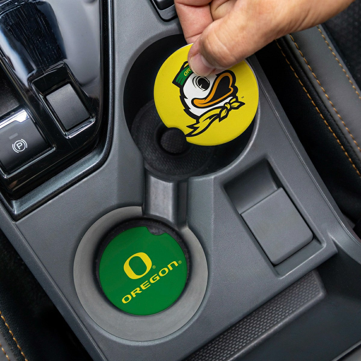 University of Oregon Car Coaster Set, 2pc - Collegiate Home