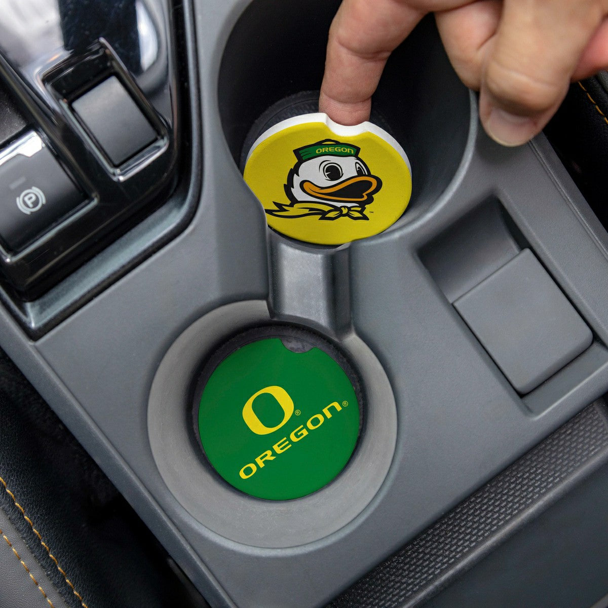 University of Oregon Car Coaster Set, 2pc - Collegiate Home