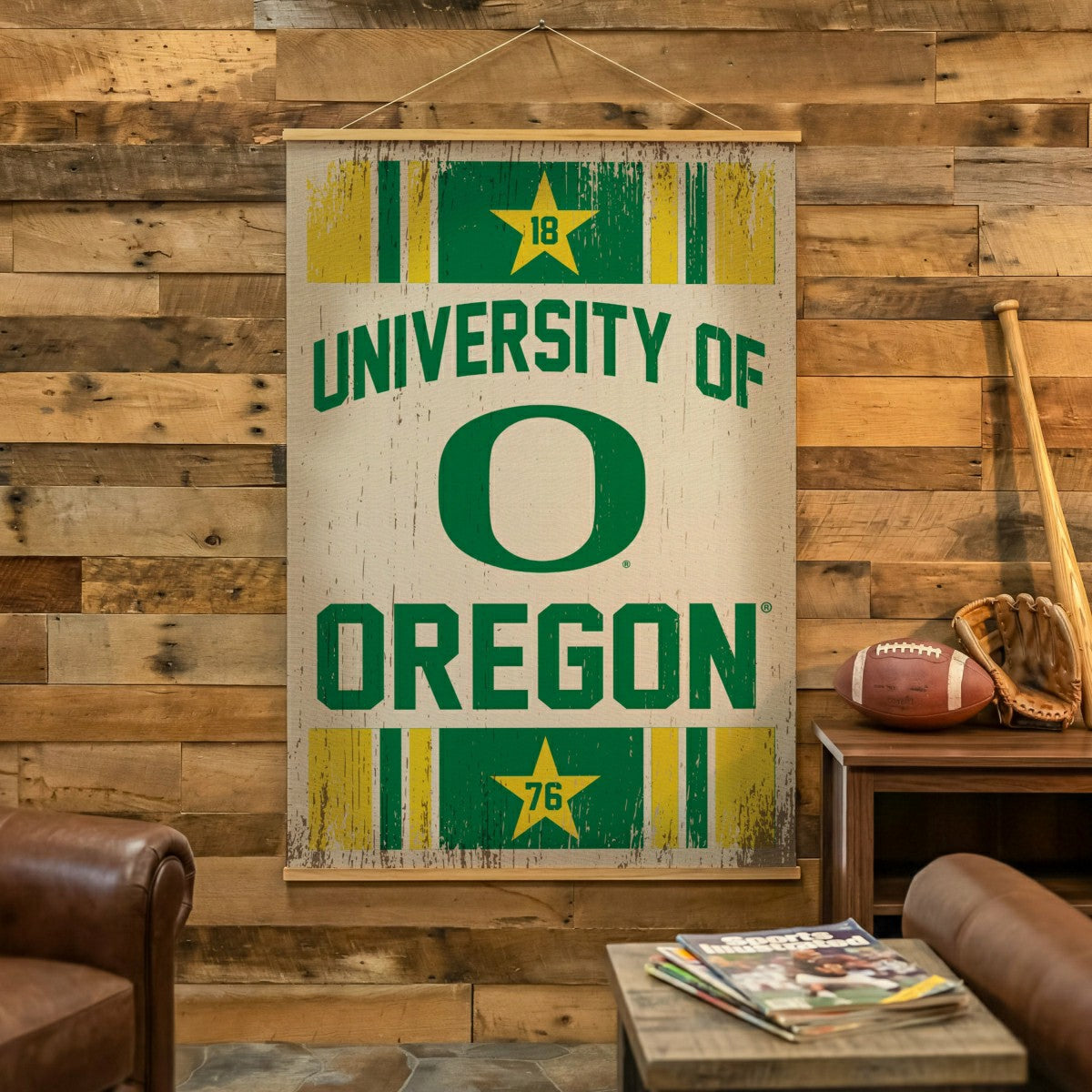University of Oregon, Canvas Wall Tapestry, Large, 54x36 - Collegiate Home