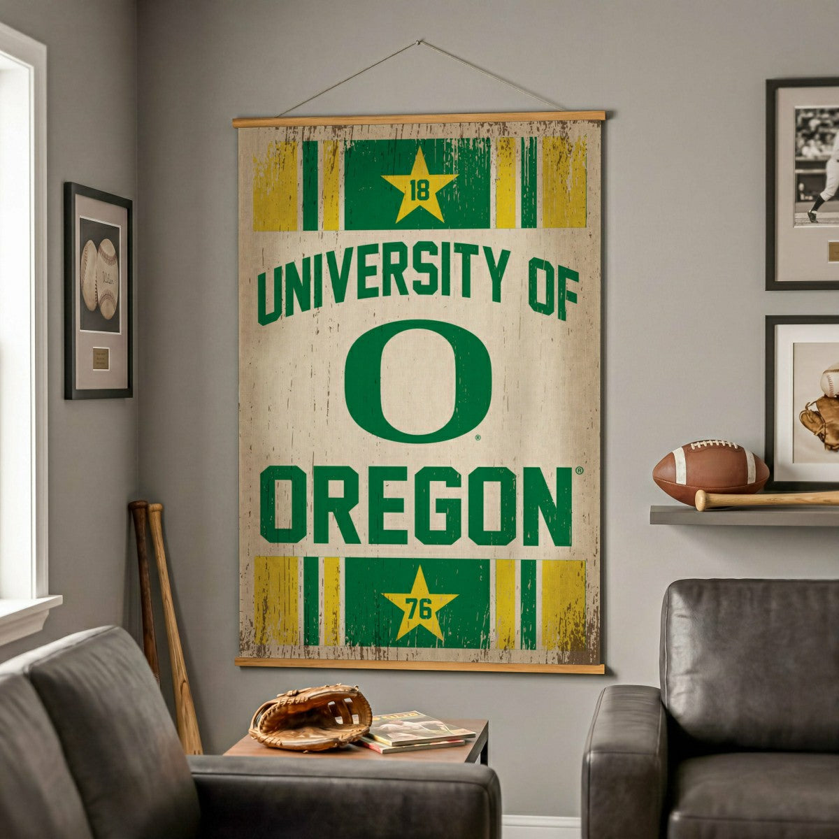 University of Oregon, Canvas Wall Tapestry, Large, 54x36 - Collegiate Home