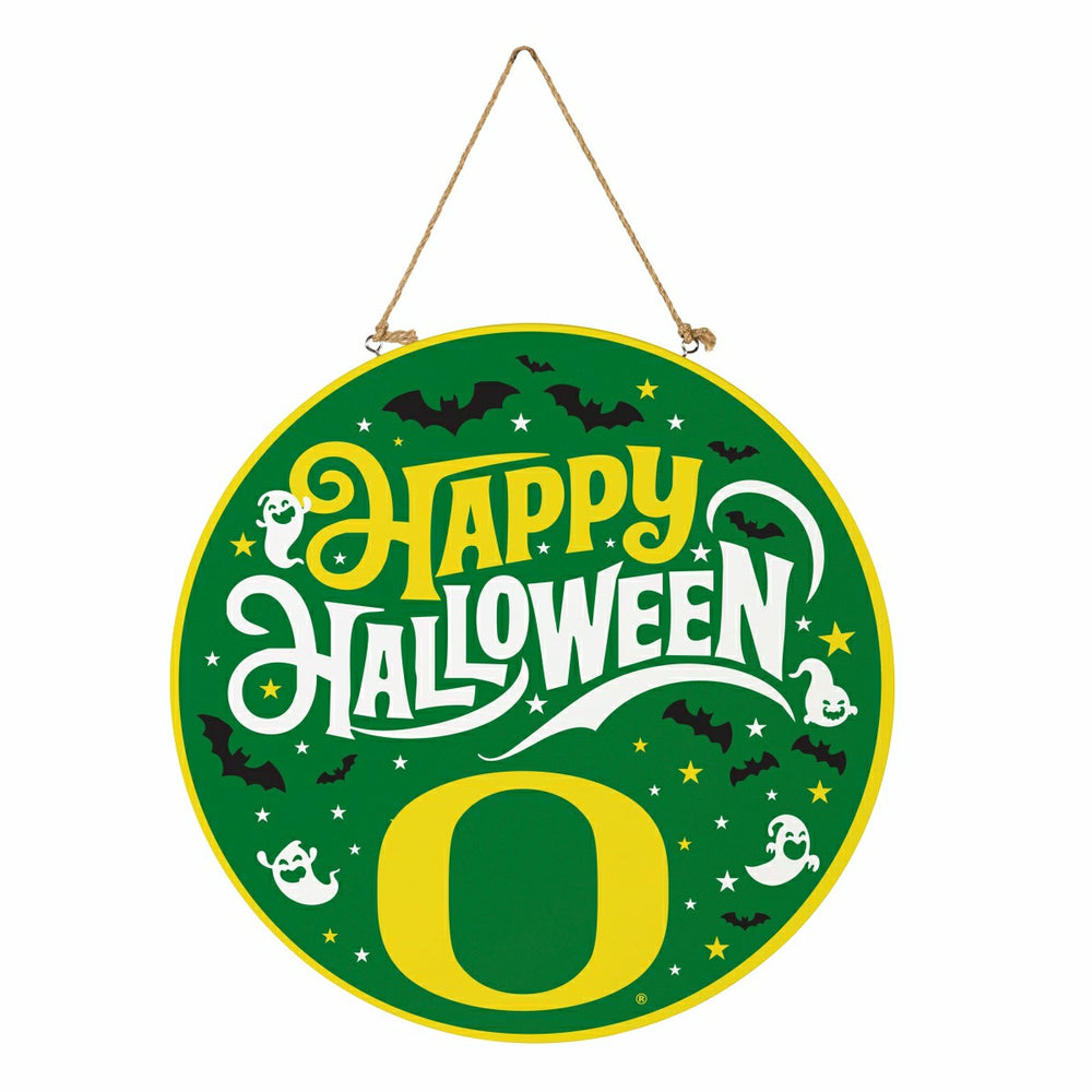 University of Oregon Halloween Round Door Décor with Hanging Rope, 18x - Collegiate Home