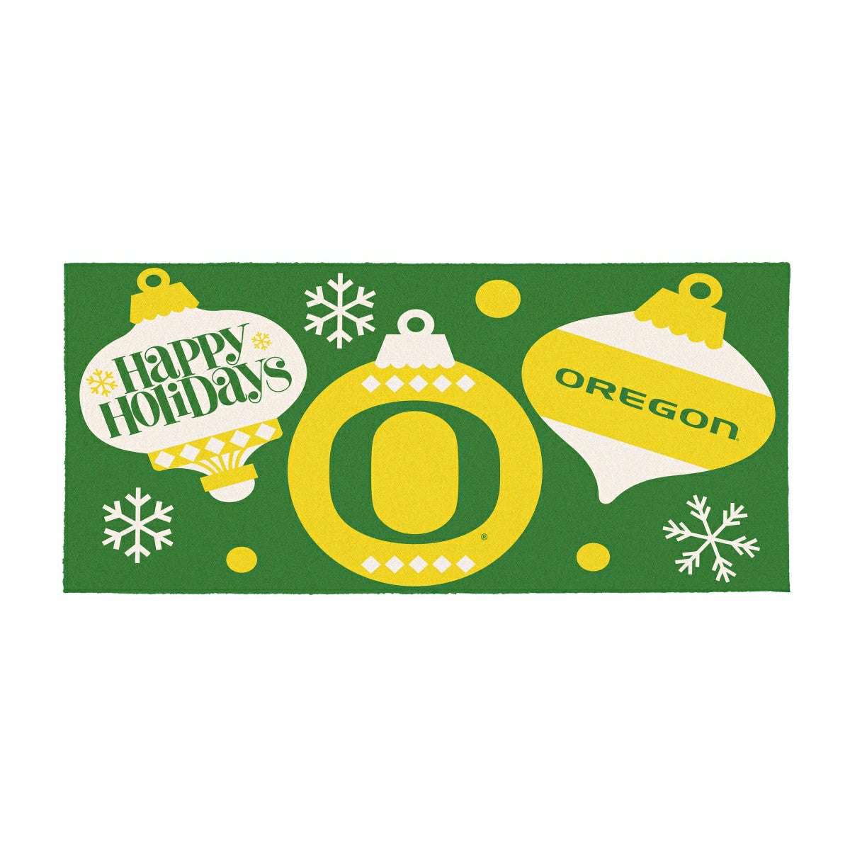 University of Oregon Holiday Flocked Coir Sassafras Switch Mat, 22"x10 - Collegiate