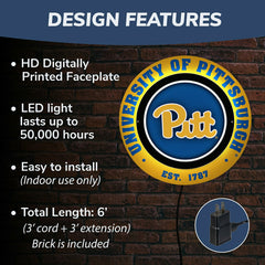 University of Pittsburgh, Metal Lite, Round - Collegiate