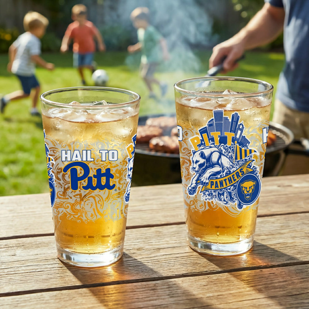 University of Pittsburgh 16oz Glass pint, Set of 2 - Collegiate Home