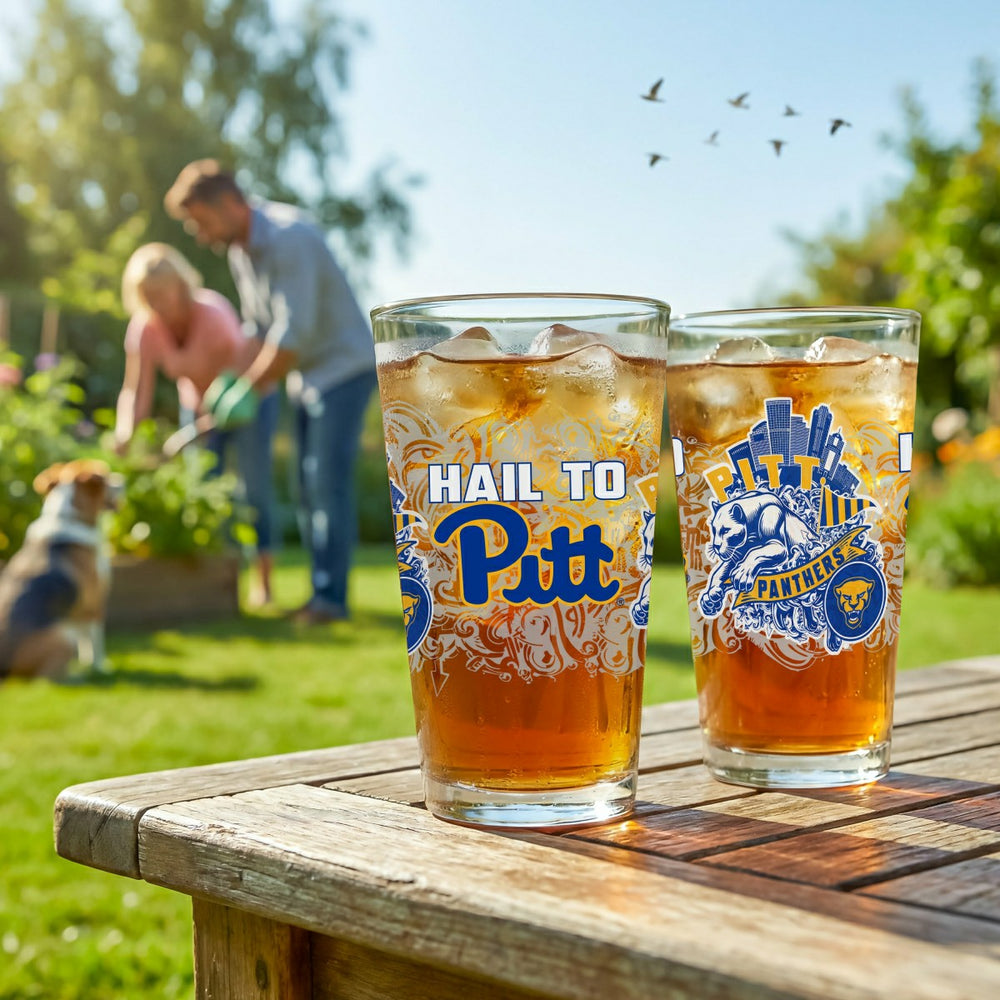 University of Pittsburgh 16oz Glass pint, Set of 2 - Collegiate Home