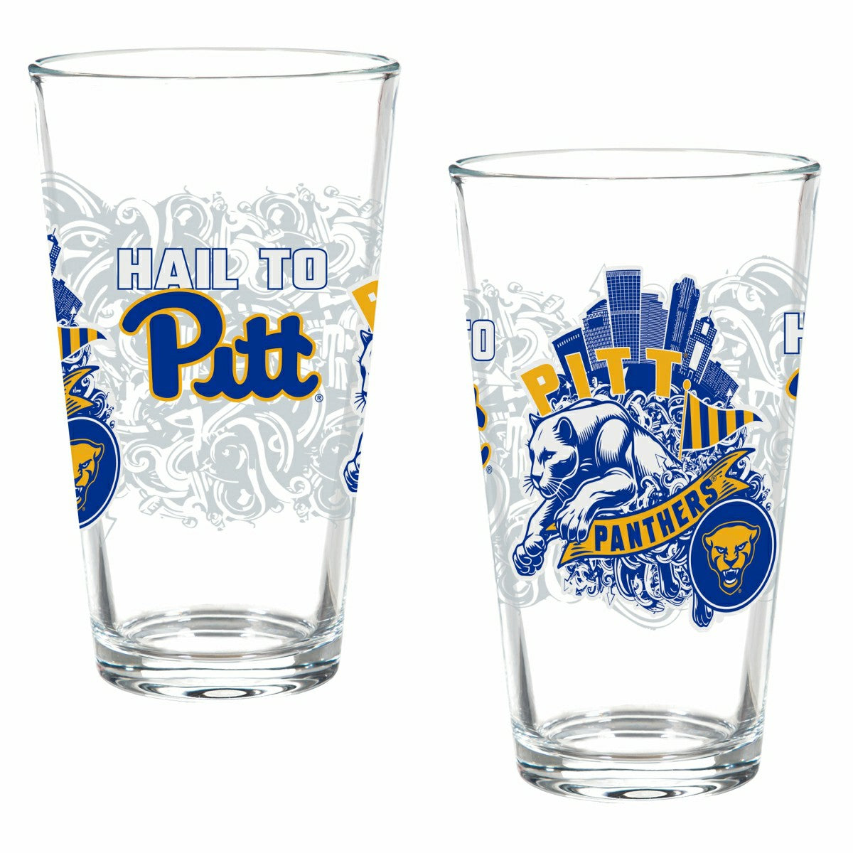 University of Pittsburgh 16oz Glass pint, Set of 2 - Collegiate Home
