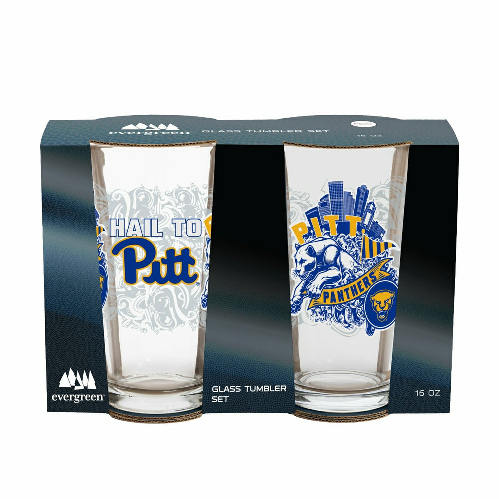 University of Pittsburgh 16oz Glass pint, Set of 2 - Collegiate Home
