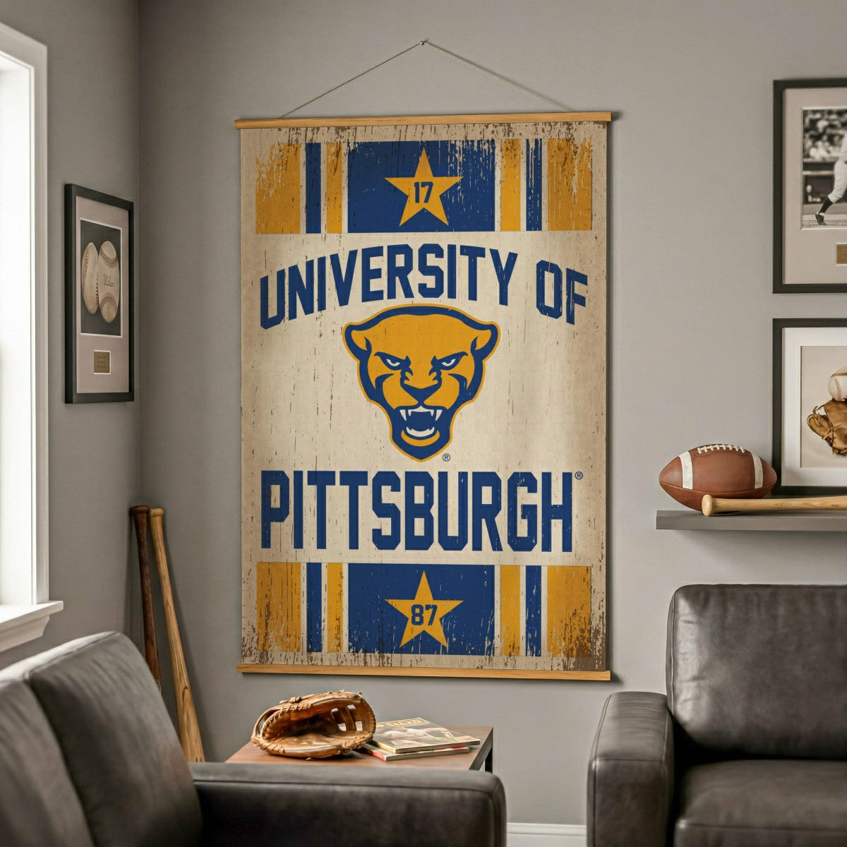 University of Pittsburgh, Canvas Wall Tapestry, Large, 54x36 - Collegiate Home