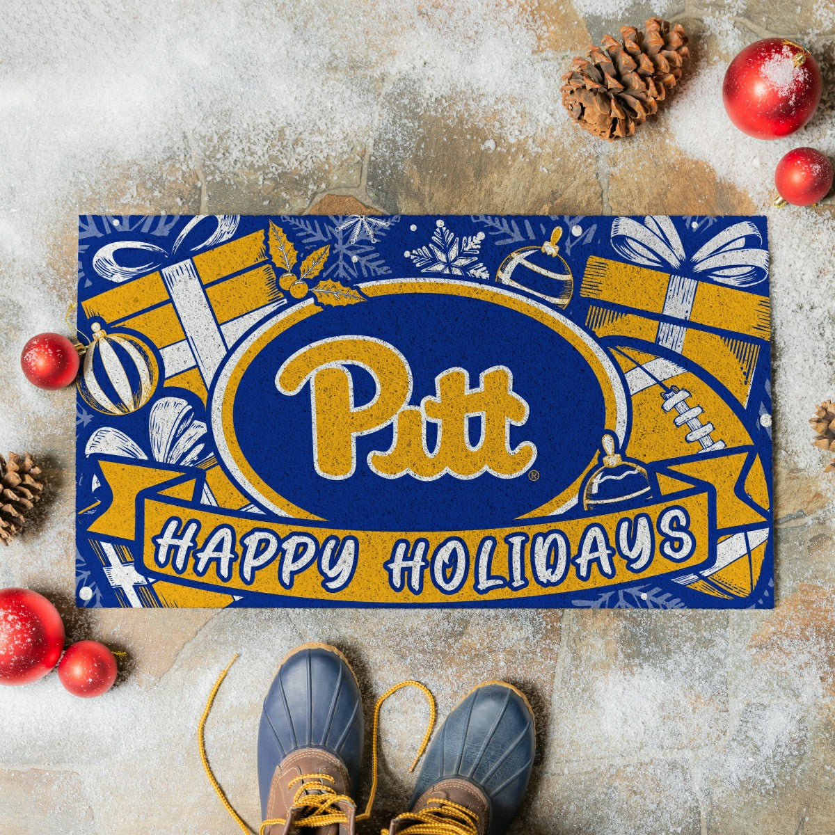 University of Pittsburgh Holiday PVC Mat, 28"x16" - Collegiate