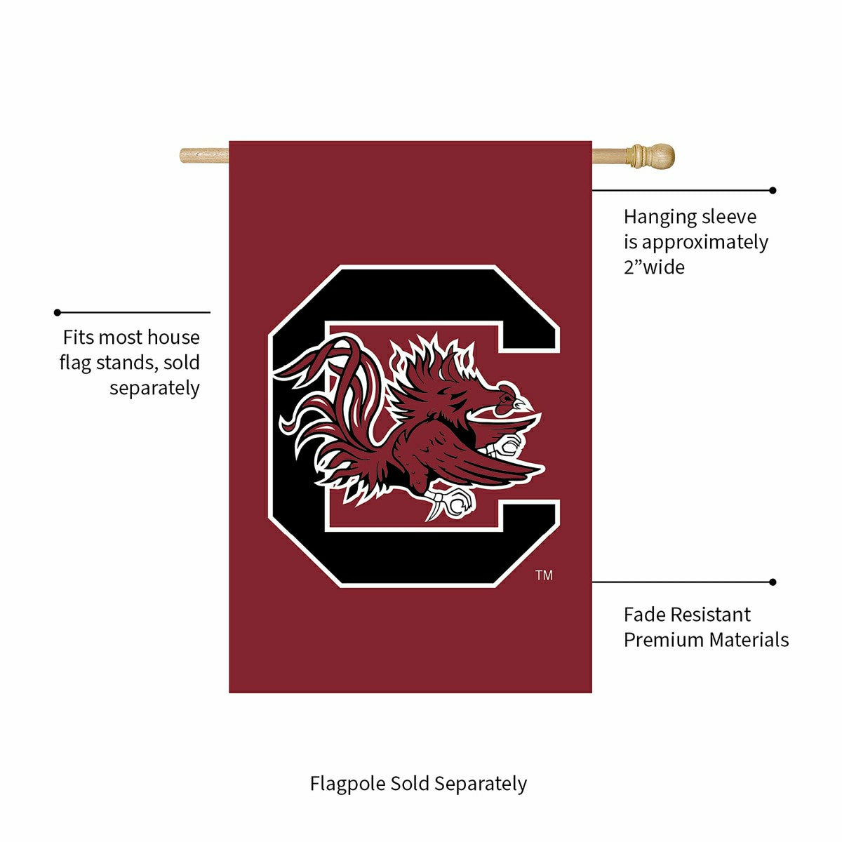University of South Carolina Applique House Flag - Collegiate Home