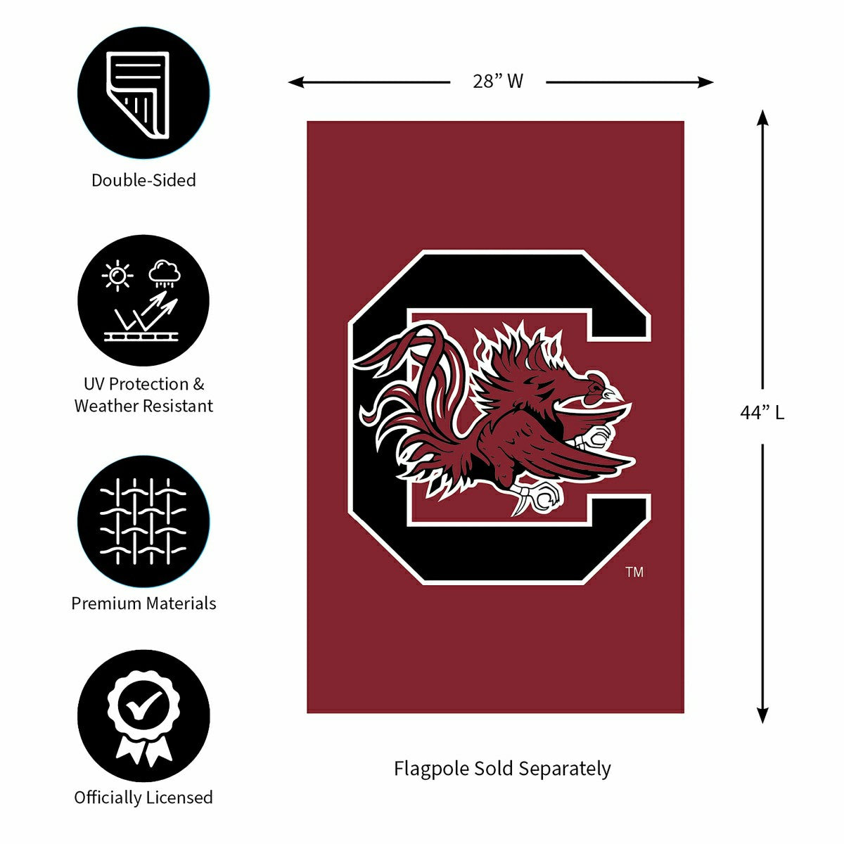 University of South Carolina Applique House Flag - Collegiate Home
